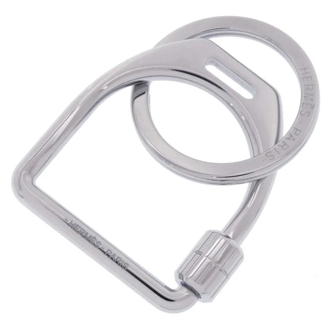 HERMES Etrier Key Ring Metal Silver