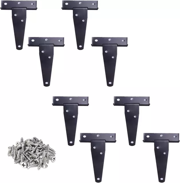 T Strap Shutter Hinge Shed Barn Straps Gate Door Black Hinges 8 Pack 3 Inch Best