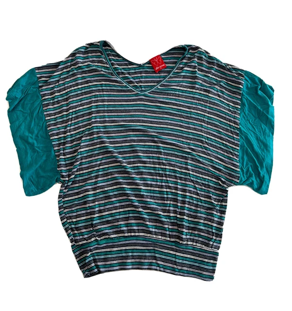 Ella Moss Girls Green Striped Batwing Shirt Size 12
