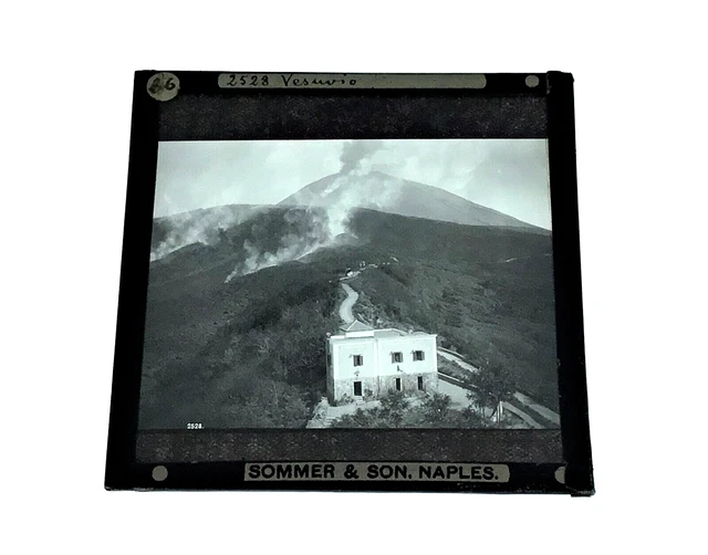 Magic Lantern Slide 'Mount Vesuvius' 1900's Naples Italy (B6 2528)