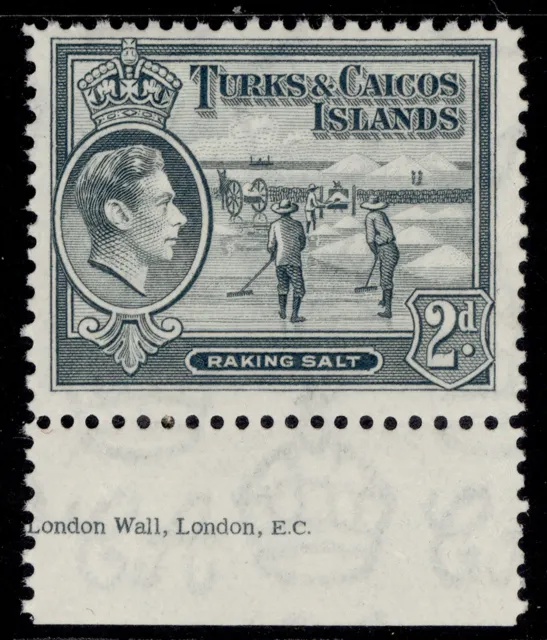 TURKS & CAICOS ISLANDS GVI SG198, 2d grey, NH MINT.