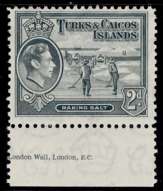 TURKS & CAICOS ISLANDS GVI SG198, 2d grey, NH MINT.