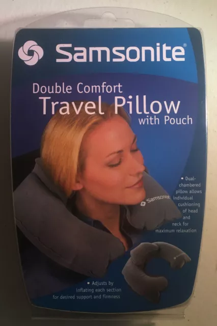 Samsonite Double Comfort Travel Pillow with Pouch, Grey