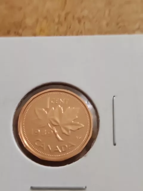 1989 UNC Frosted Proof Canadian Penny One Cent - 1 cent coin