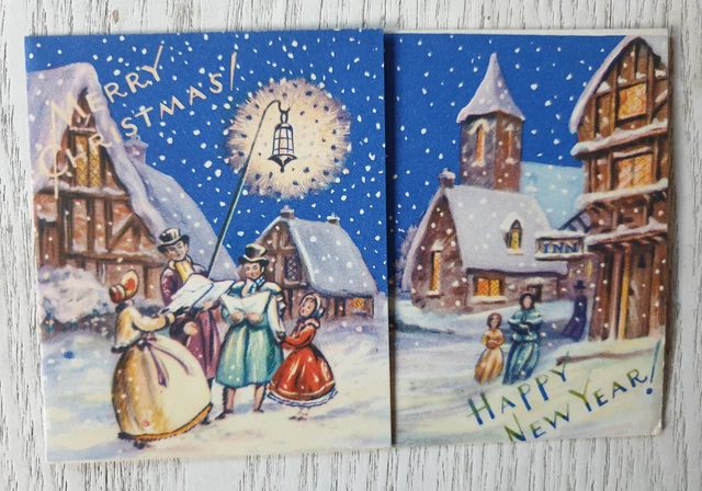 Vintage 50's Crinoline Lady Carol Singers Christmas New Year Greeting Card (2631