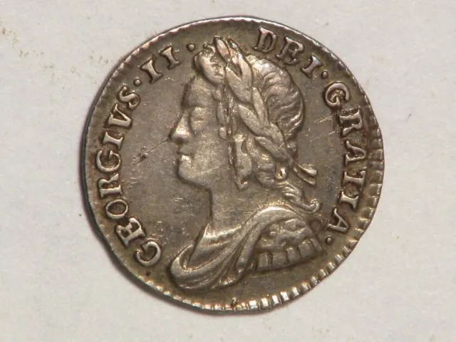 GREAT BRITAIN  1743  1 Pence Maundy  George II  Silver XF