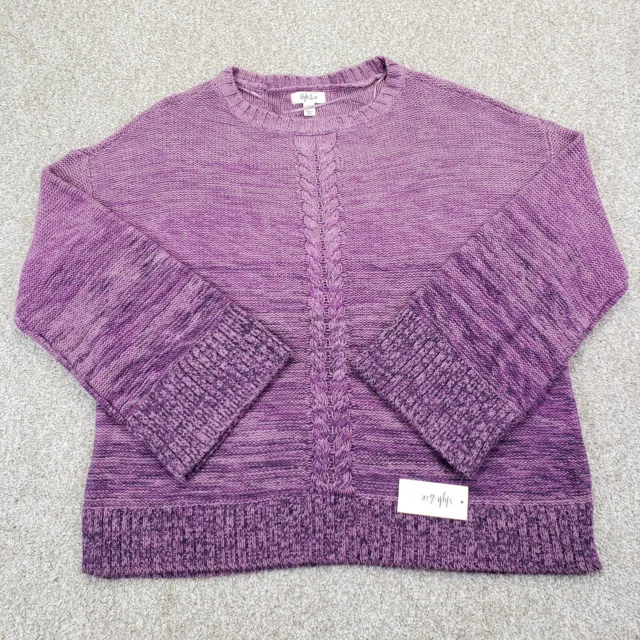 NEW Style & Co Extra Large Womens Sweater Purple Marled Cable Knit Long Sleeve 2