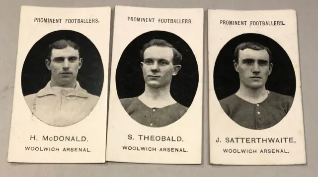 Taddy Prominent Footballers Cigarette Cards Woolwich Arsenal X3 Mixed Back 1908