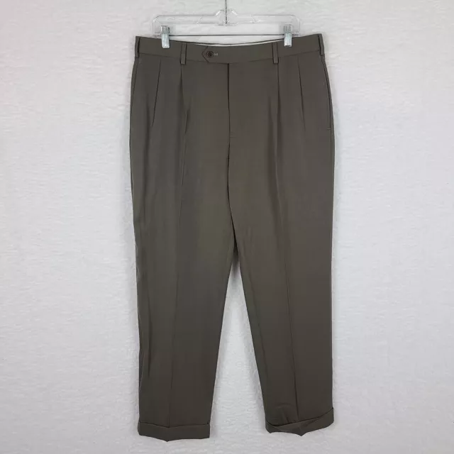 Brooks Brothers Dress Pants Mens 34 x 30 Brown Madison 1818 Wool Trousers Slacks