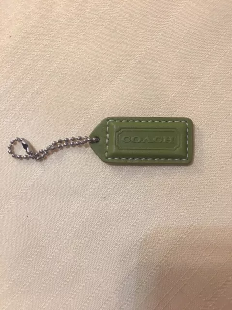 2”  Coach Lime Green Patent Leather Key Fob Bag Charm Keychain Hangtag Ta