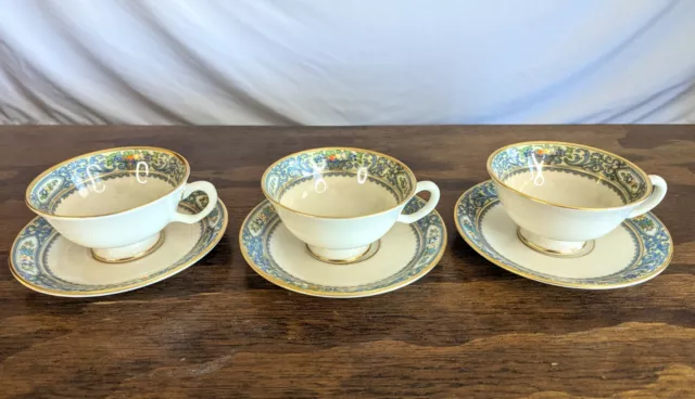 LENOX AUTUMN Pattern 6 Piece Coffee Tea CUP & SAUCER SET Gold Backstamp Made USA