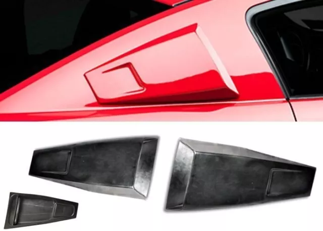 Unpainted Black PU Rear Quarter Window Cover Louver Scoop Fit 05-14 Ford Mustang