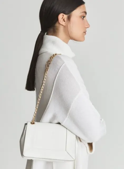 REISS Alma Leather Shoulder Bag