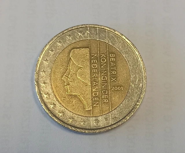 2 Euro 2001 Beatrix Koningin Der Nederlanden Valore MONETA DA COLLEZIONE 2 Euro Beatrix Koningin Der Nederlanden 2001