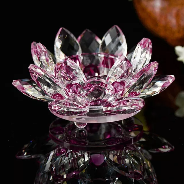Desktop Adornment Clear Crystal Glass Candle  Holder Candlestick Lotus Flower