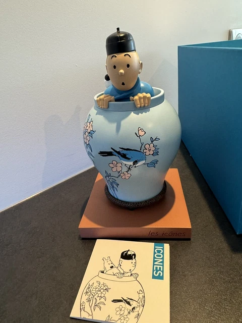 TINTIN SNOWY BLUE LOTUS JAR POTICHE 46401 LES ICONES BRAND NEW FREE UK POSTAGE e