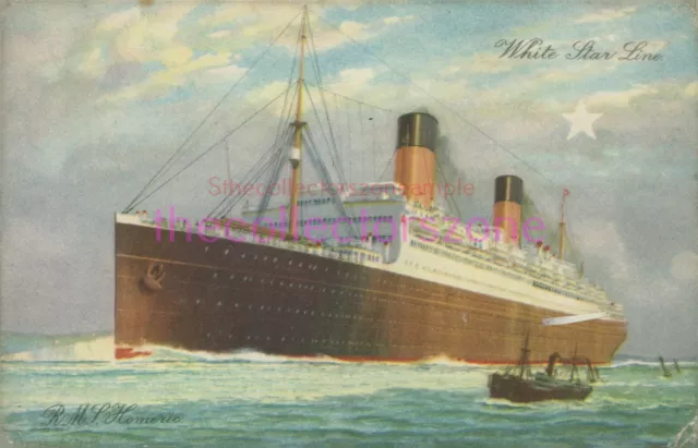 White Star Line RMS HomericPostcard Royal Ediswan Ships lights Advertising Card