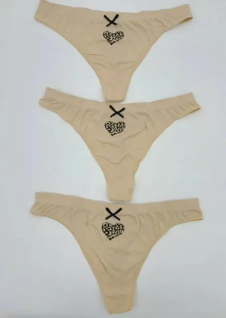 HANES Barely There CustomFlex Fit THONG Style 2556 / X556 Size L/7 Beige
