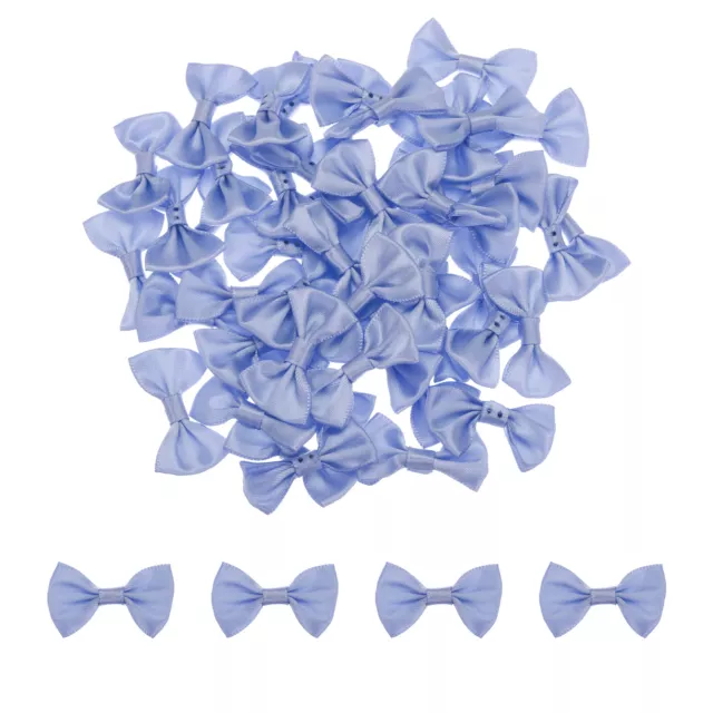 100pcs Light Blue Bow Ties 1.5"x1" Mini Bowknot for Crafting Little Satin Bow