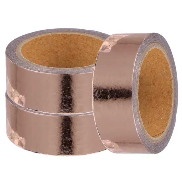 Rose Gold Metallic Washi Tape Set - 3 Rolls Foil Paper DIY Sticker Tape