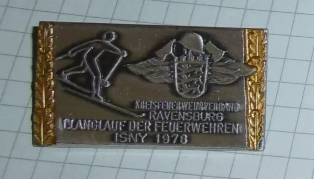 ansteck nadel pin abzeichen langlauf kr feuerwehr verband rv 1978 isny sport ski