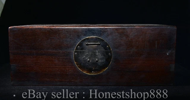 12" Old Chinese Huanghuali Wood Dynasty Storage Jewelry Box Statue