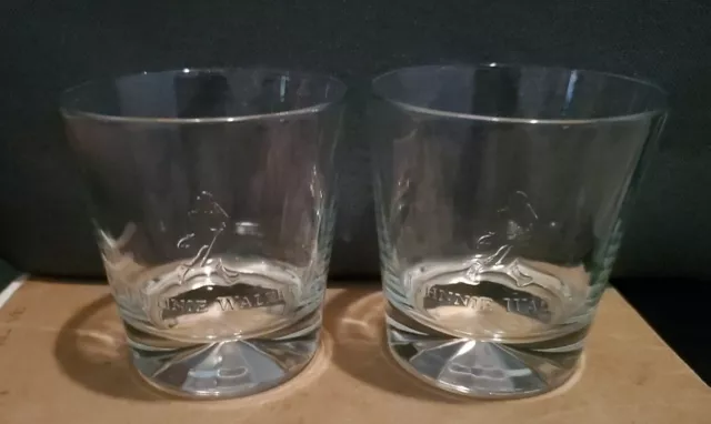 (Set of 2) JOHNNIE WALKER Large & Heavy Glasses w/ Embossed Logo