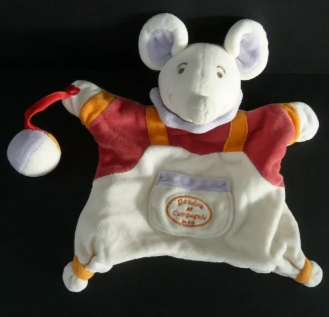 F4. DOUDOU ET COMPAGNIE MARIONNETTE SOURIS  blanc rose mauve balle - TTBE