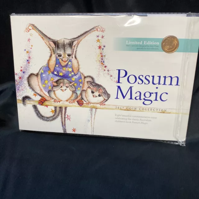 2017 8 Coin Possum Magic Set Uncirculated RAM Folder x3 $2, x4 $1 and 1c