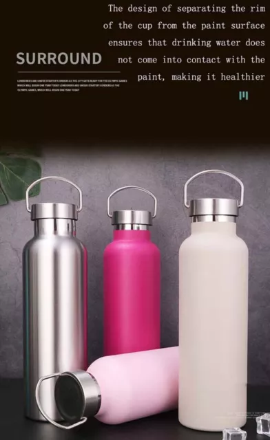 Stainless Steel Water Bottle Double Wall Vacuum Insulated Sports Gym Metal Flask