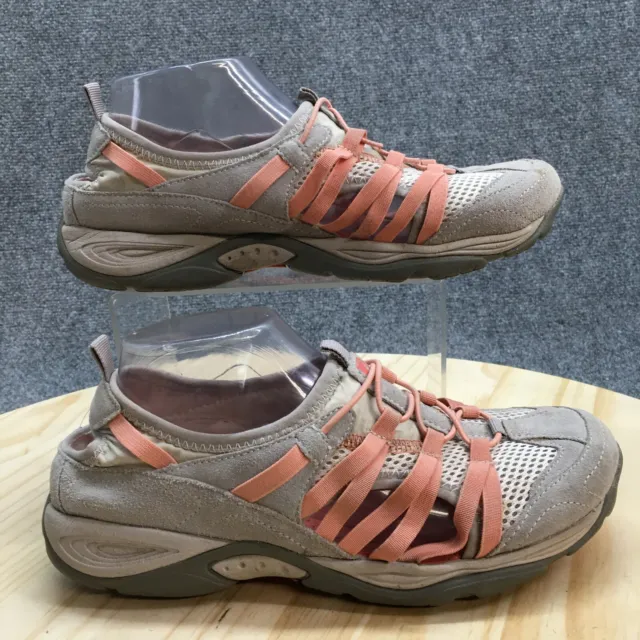 Easy Spirit Shoes Womens 9.5 Ezline Walking Sneakers Gray Leather Drawstring