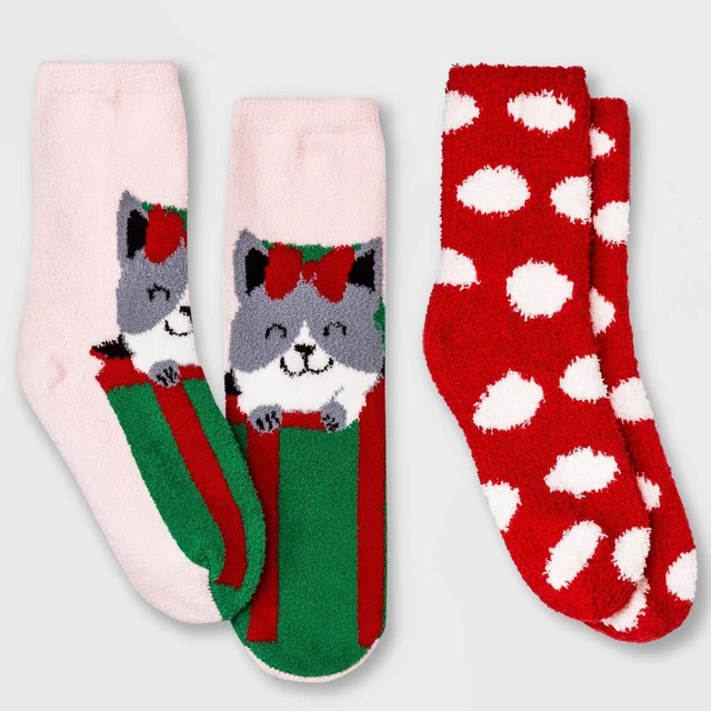 Bambini' XS/S 2pk Gatto Comodo Calzini - Wondershop Rosa Natale Vacanza
