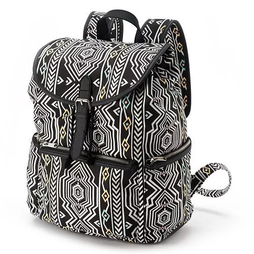 Candie's Black and White Aztec Print Backpack Bookbag School Bag - NWT