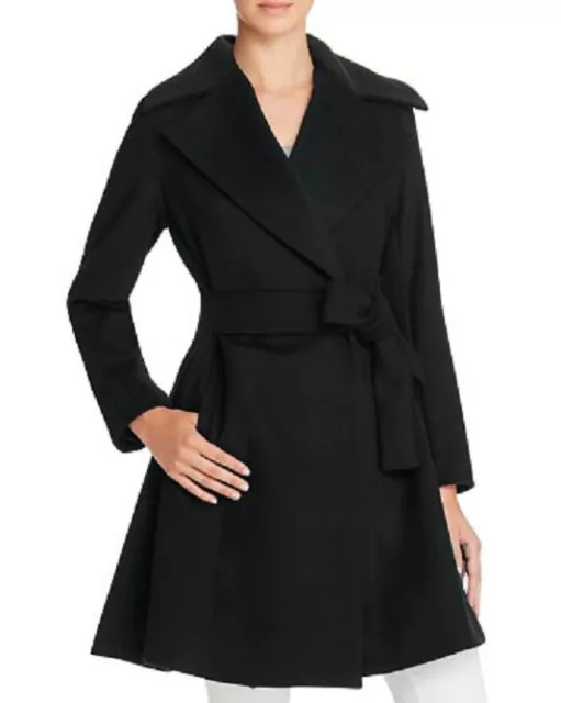 Nwt $545 Trina Turk Black Wool Blend  Violet Fit-n-flare Coat Jacket 12 Womens L