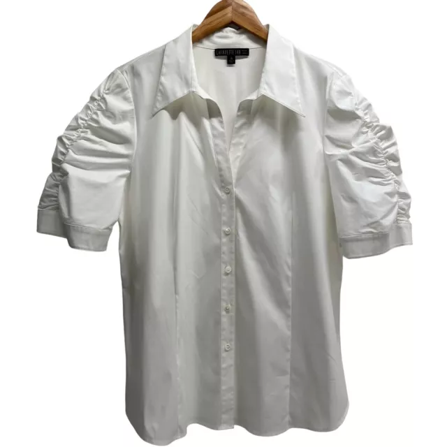 Lafayette 148 / White / Size 16 / Puff Sleeve / Button Down / Stretch Top