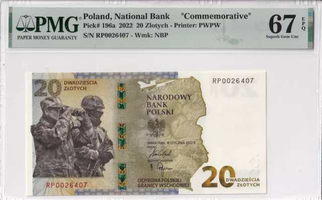 Poland 20 zlotych Protection Poland’s Eastern Border 2022 PMG 67 Commemorative