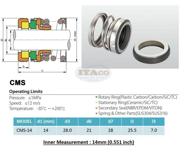 Soffiatore Manica Pompa Acqua Soffiatore Immersione 14MM TS560A Anello Rotante Molla in Carbonio