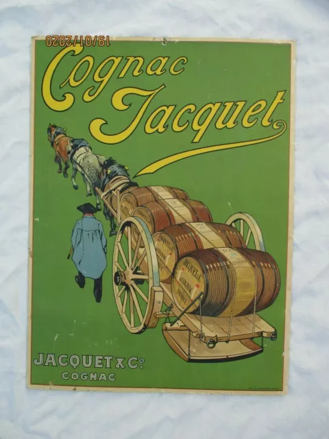 Cognac Jacquet carton affiche publicitaire imp Champenois Paris