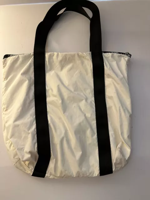 LeSportsac Tote Bag White Black 14 x 14 x 4.5 2