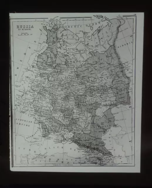 Antique Magic lantern slide G.W.W c1890 map of Russia in Europe
