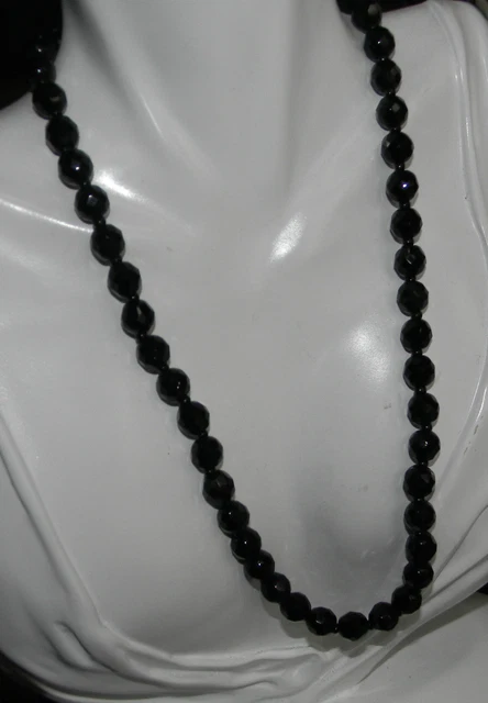 Collier Sautoir Rétro En Jais Véritable - Longueur 110cm - Style Années 1920/30 - Occasion