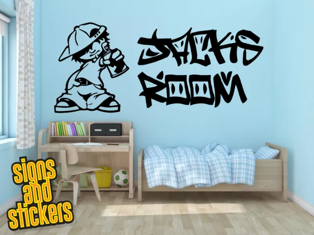 Personalised Graffiti wall art name sticker decal, any name kids bedroom artist.