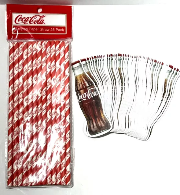 Coca Cola Insiders Club  Deck of Playing Cards *RARE* & 25 Paper Coke Straws