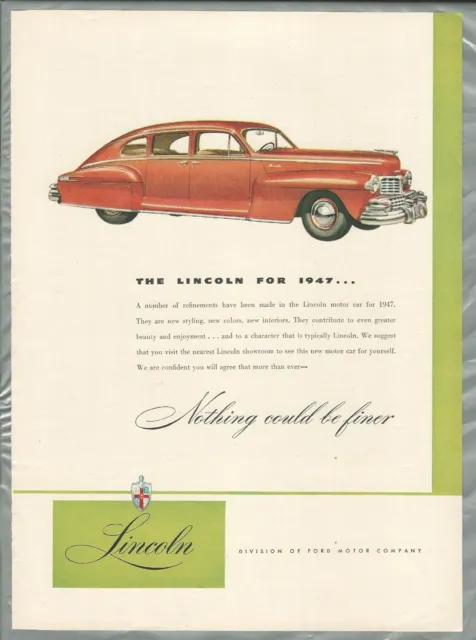 1947 LINCOLN advertisement, red-colored 4-door hardtop