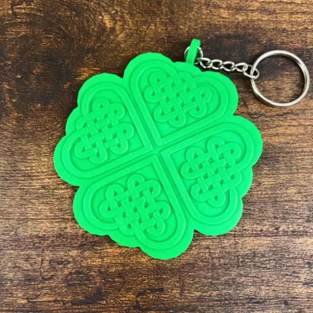 Four Leaf Clover Celtic Knot Keychain St. Patrick's Day Shamrock Lucky