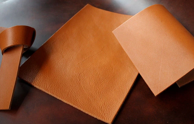 Cuir Naturel, Lederstück, Vierge, Épais, Ancien, Buffle Braun - Cognac