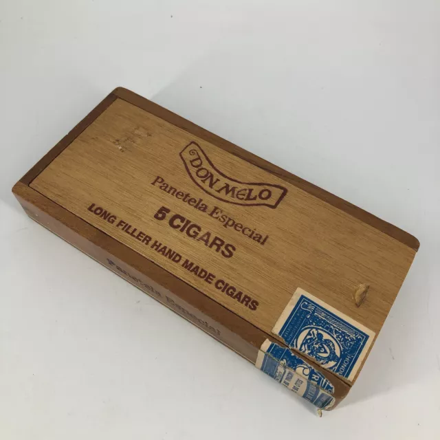 Vintage Don Melo Panetela Especial Wooden Cigar Box Empty Honduras 1967