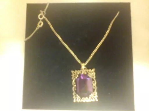 Genuine Victorian 22ct gold on silver Vermeil Amethyst Antique Pendant and chain