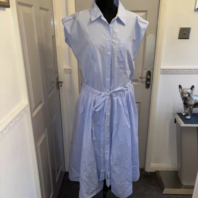 BNWT Zara 100% Cotton Blue Midi Maxi Shirt Dress Size XL.RRP£59.99