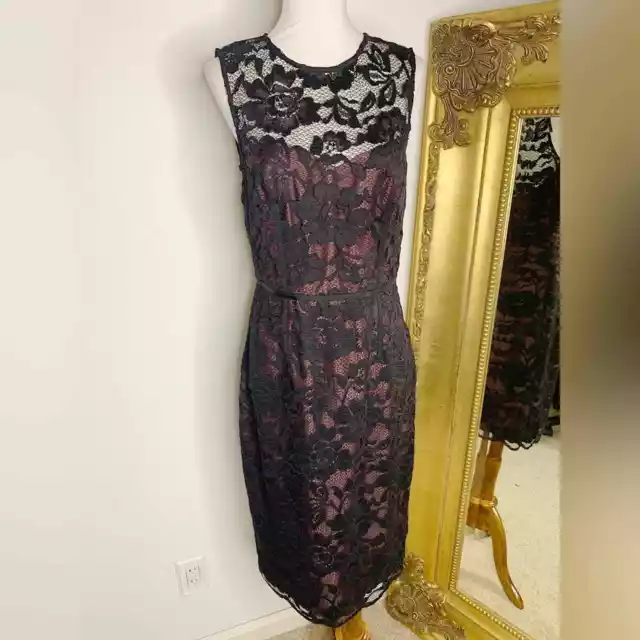 JILL Jill Stuart Blood Red & Black Lace Overlay Sleeveless Sheath Dress Size 6
